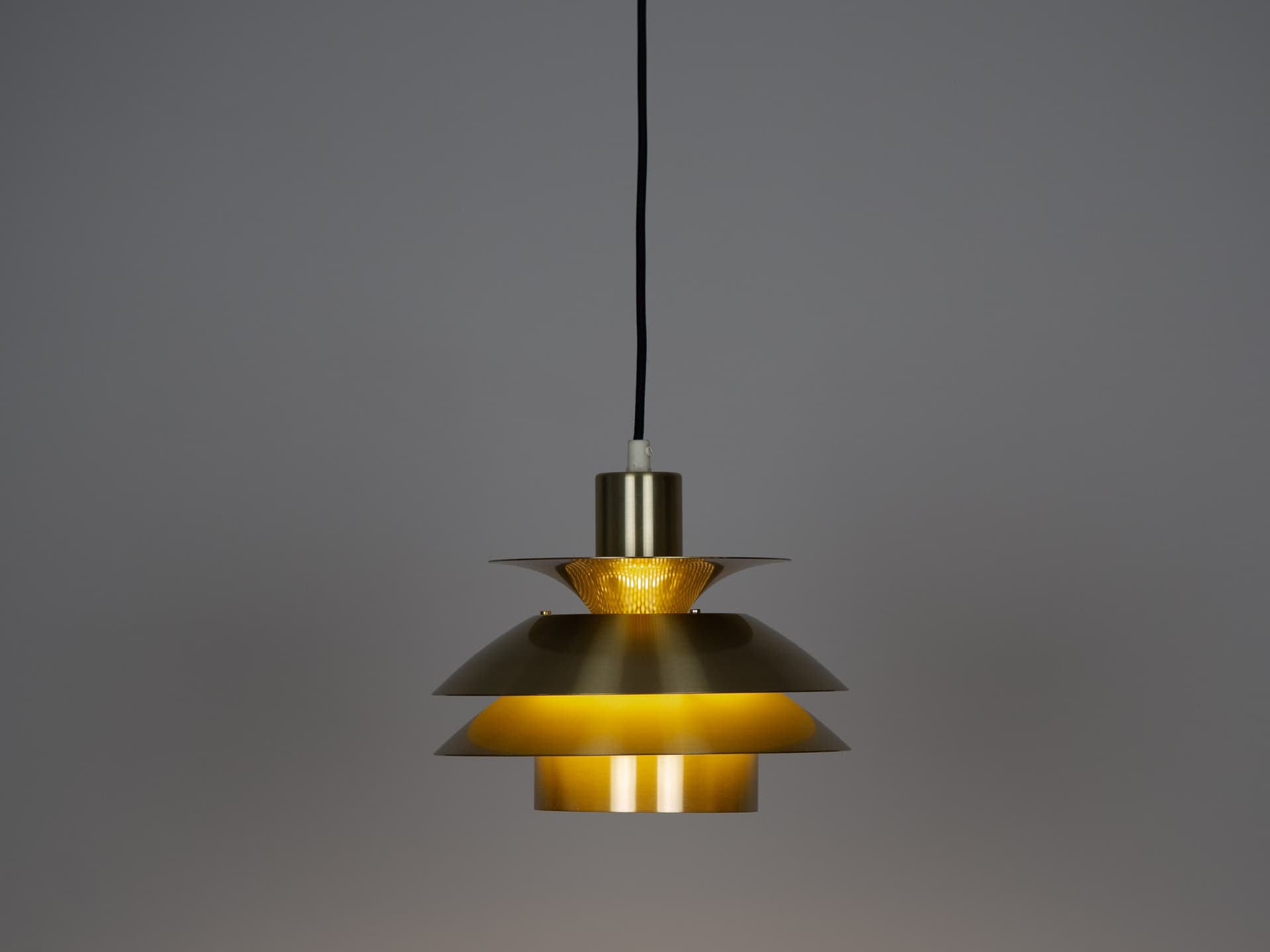 Lampa wisząca Top lamper, mosiądz złoty, proj. K. Wiborg, Dania, lata 80. - 177805