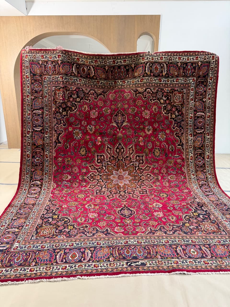 Dywan Mesched 360x300 cm, czerwony, wełna, Iran - 177878