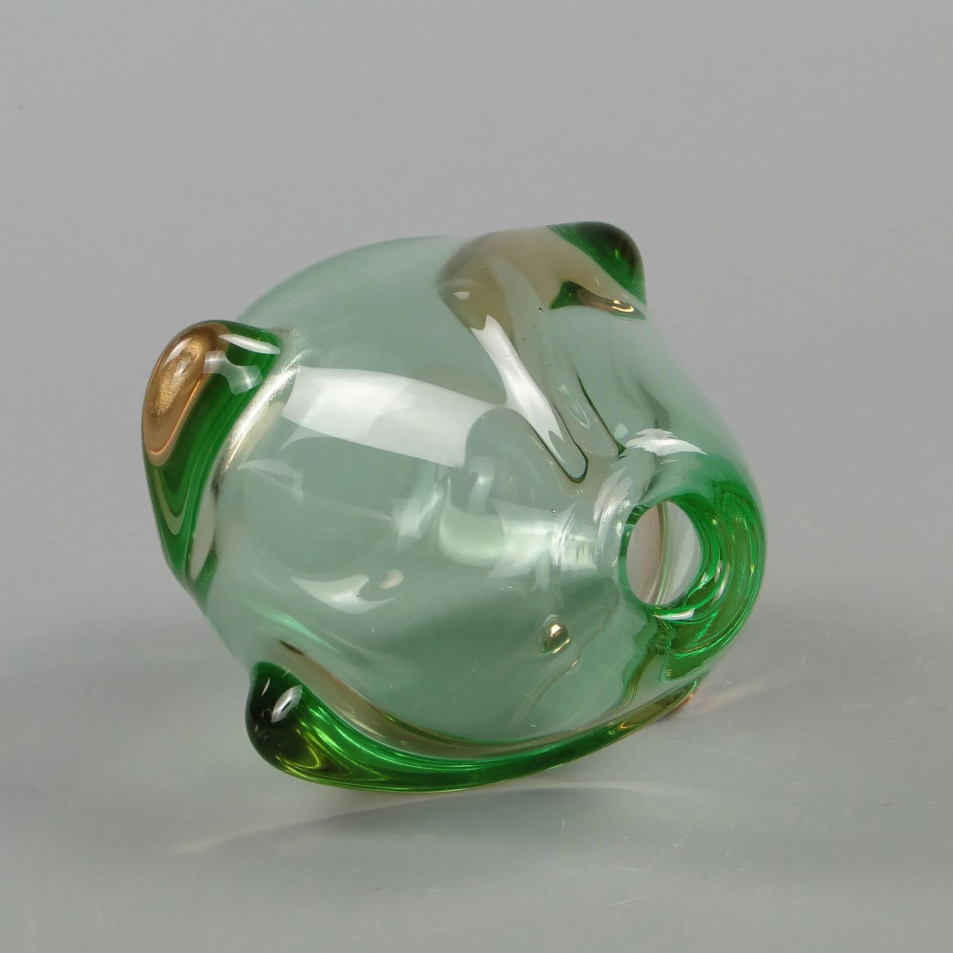 Vase, green uranium glass, by J. Kotik, Skrdlovice, Czechoslovakia, 1950s - 12404