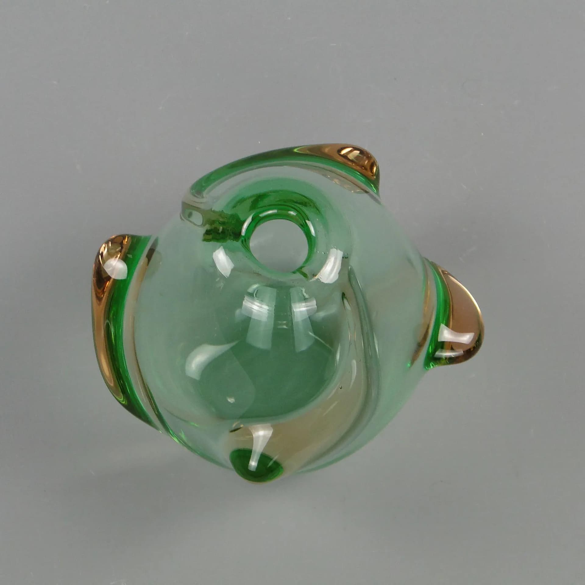 Vase, green uranium glass, by J. Kotik, Skrdlovice, Czechoslovakia, 1950s - 12401