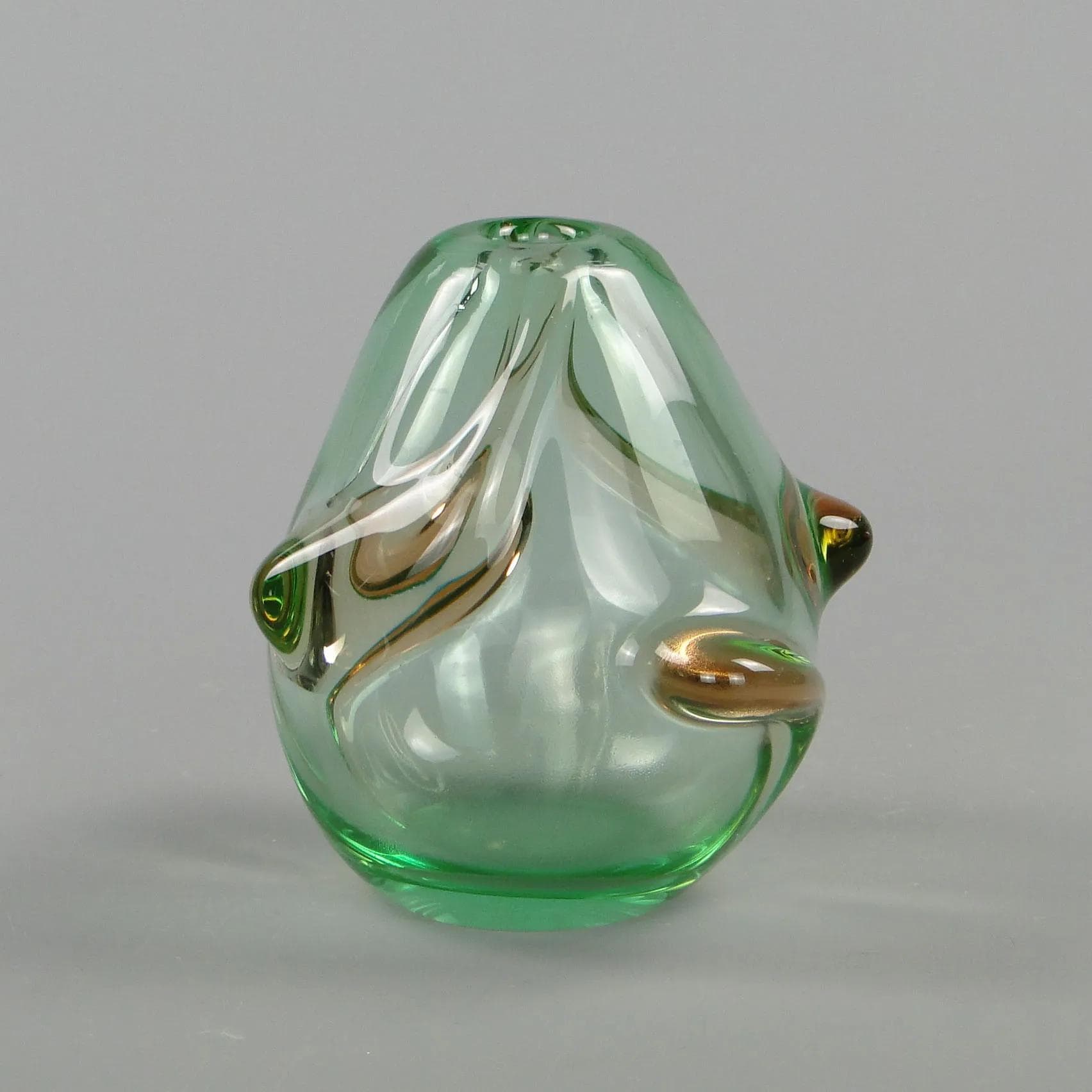 Vase, green uranium glass, by J. Kotik, Skrdlovice, Czechoslovakia, 1950s - 12399