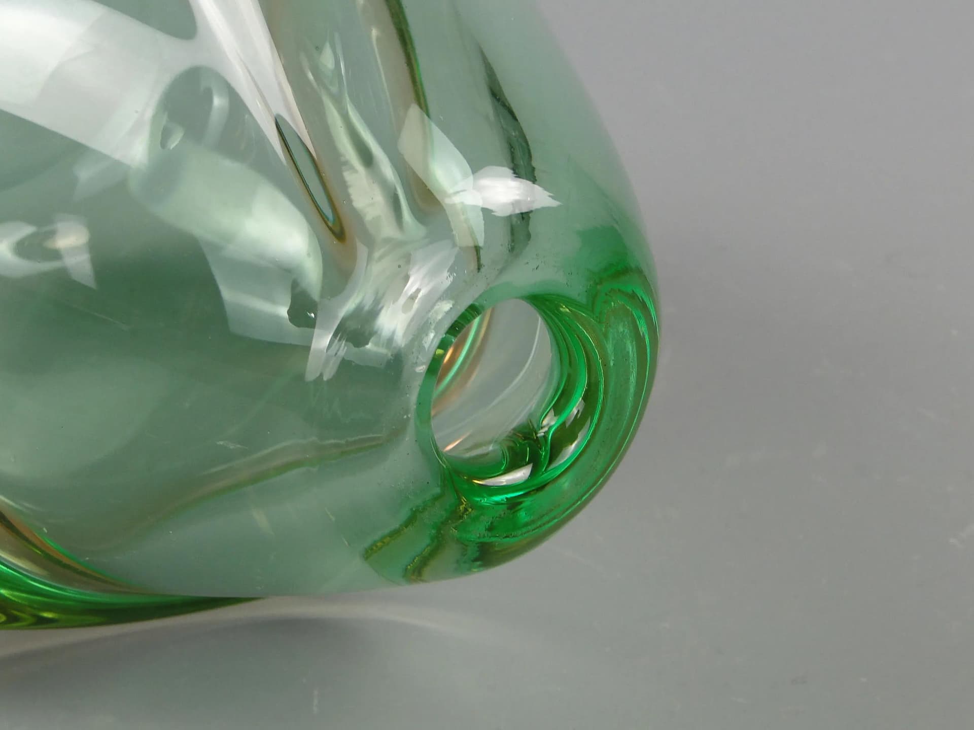 Vase, green uranium glass, by J. Kotik, Skrdlovice, Czechoslovakia, 1950s - 12405