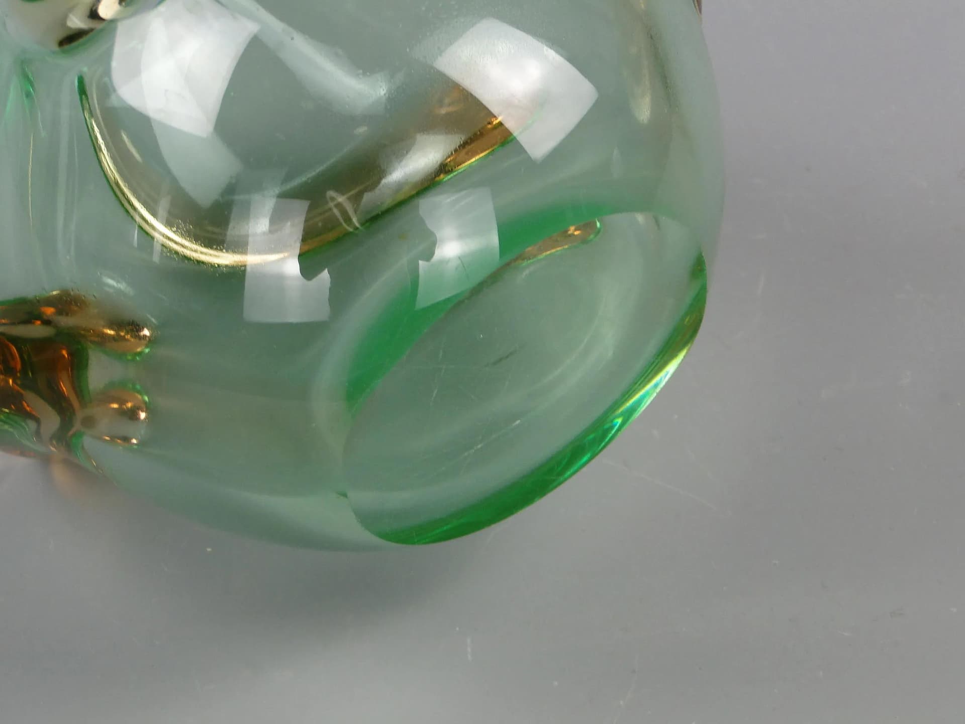 Vase, green uranium glass, by J. Kotik, Skrdlovice, Czechoslovakia, 1950s - 12403