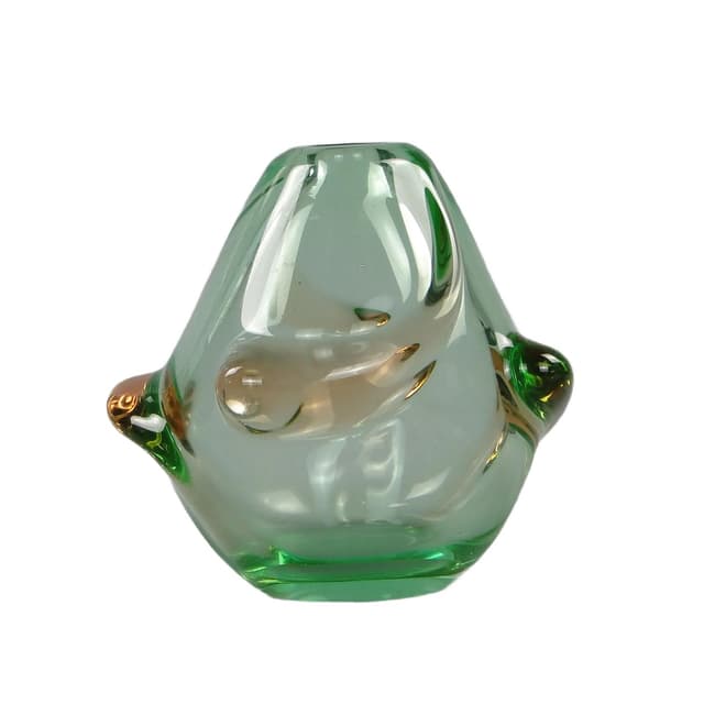 Vase, green uranium glass, by J. Kotik, Skrdlovice, Czechoslovakia, 1950s - DIMENSION