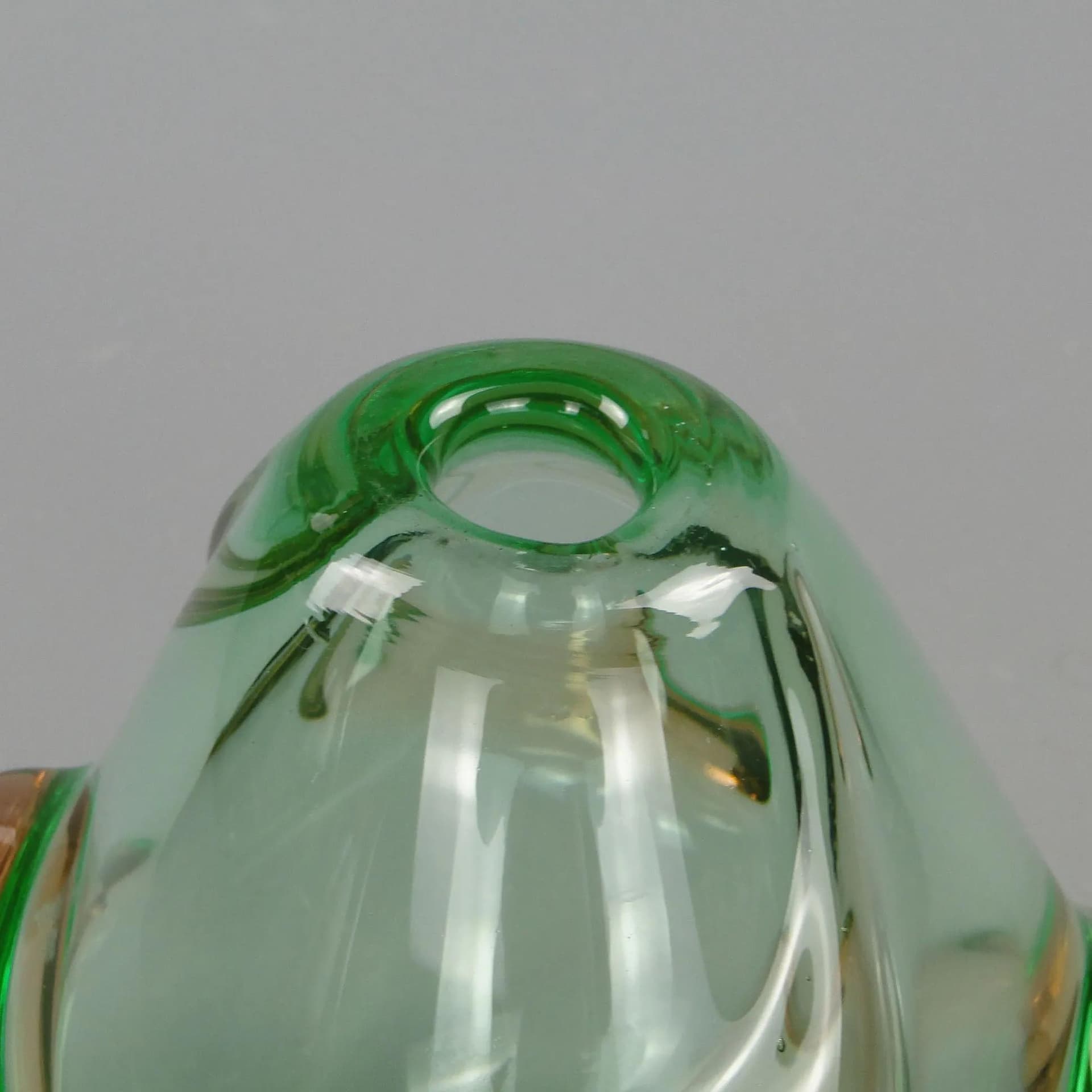Vase, green uranium glass, by J. Kotik, Skrdlovice, Czechoslovakia, 1950s - 12400
