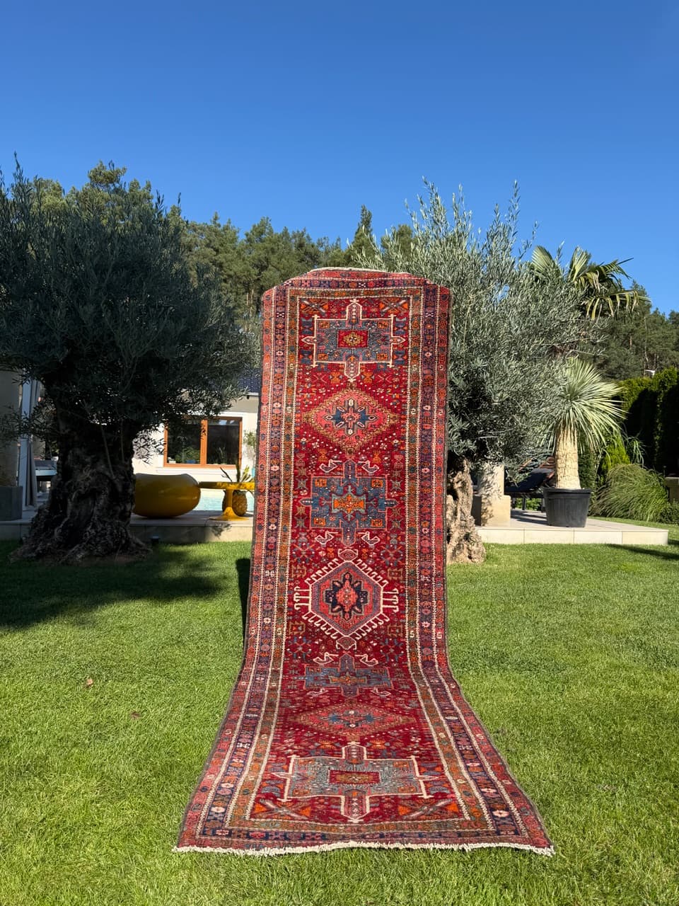 Chodnik Heriz 330x92 cm, czerwony, wełna, Iran, lata 50. - 178008