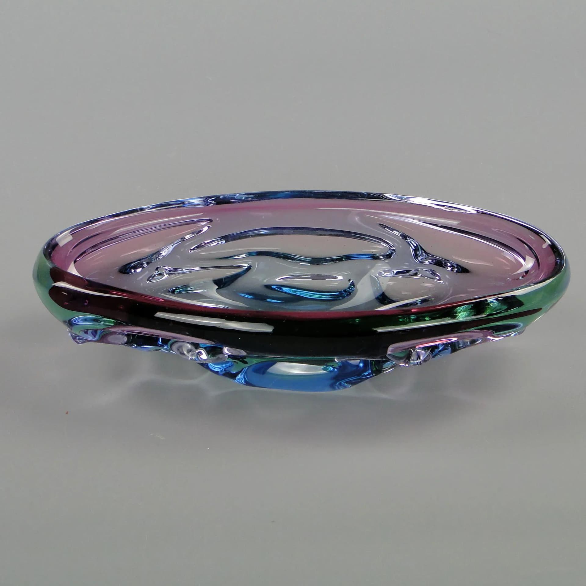 Bowl Propeller, multicolor crystal, by J. Kotik, Czechoslovakia, 1950s - 12381