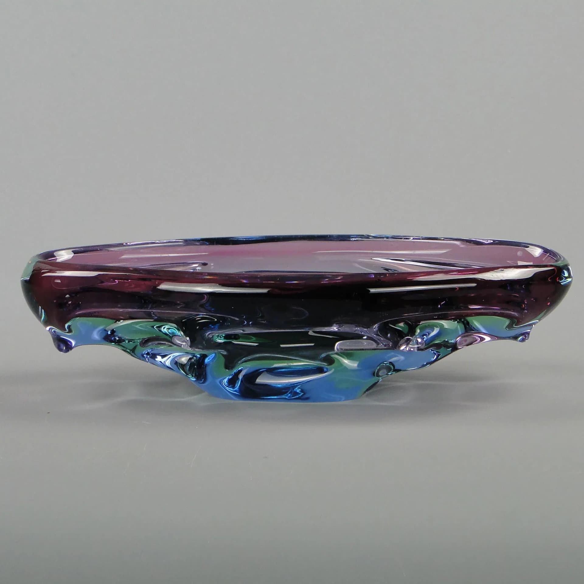 Bowl Propeller, multicolor crystal, by J. Kotik, Czechoslovakia, 1950s - 12380