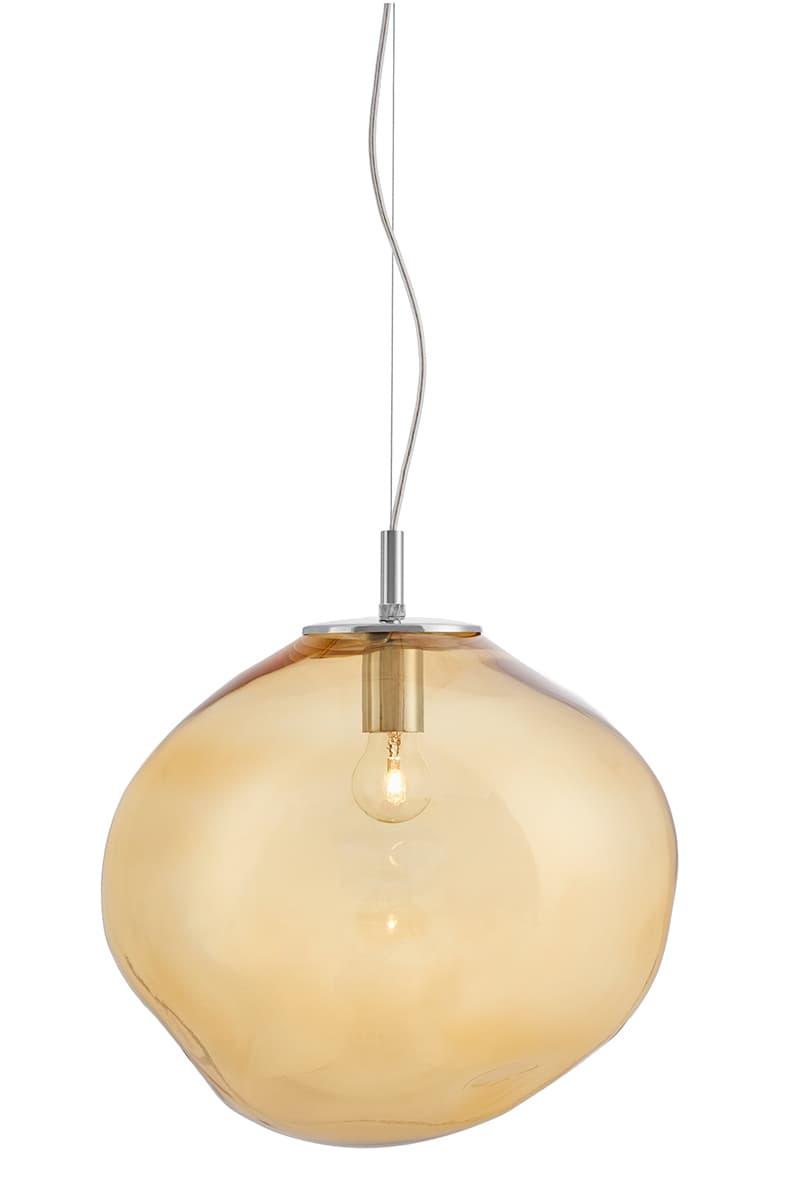 Lampa wisząca Avia Ø40 srebrna, szkło pomarańczowe, Kaspa - 178382