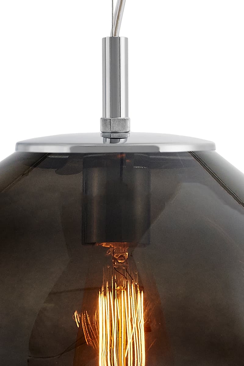 Lampa wisząca AVIA Ø30 srebrna, szkło czarne, Kaspa - 178357