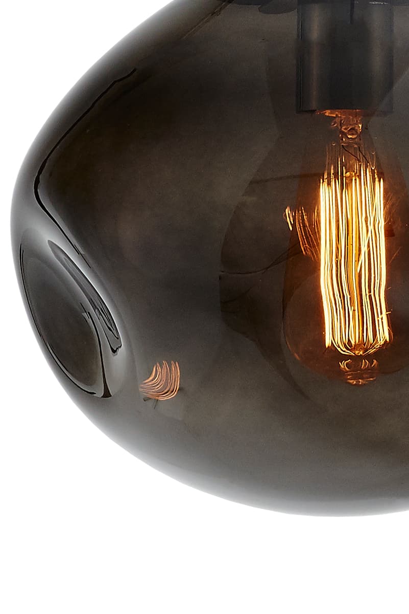 Lampa wisząca AVIA Ø30 srebrna, szkło czarne, Kaspa - 178356