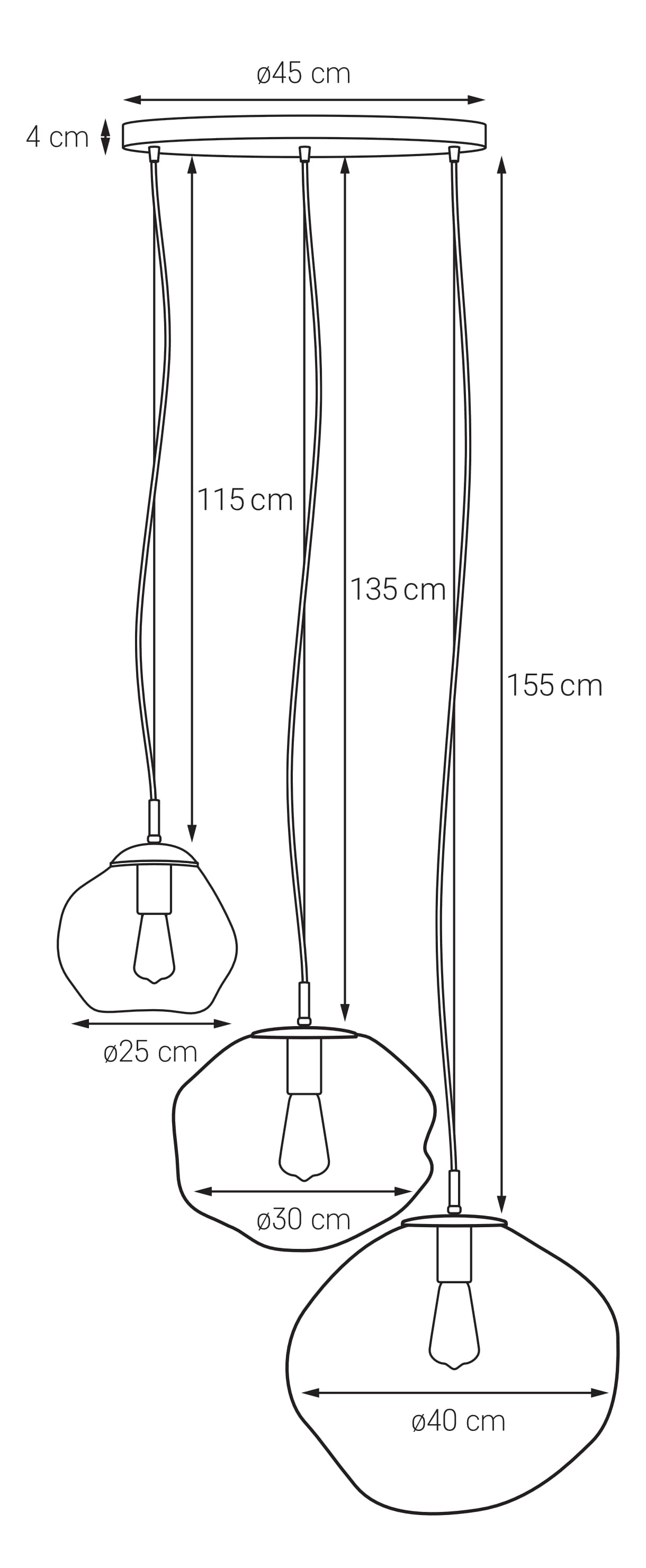Lampa wisząca AVIA PLAFON 3 srebrna, szkło przezroczyste, Kaspa - 178353