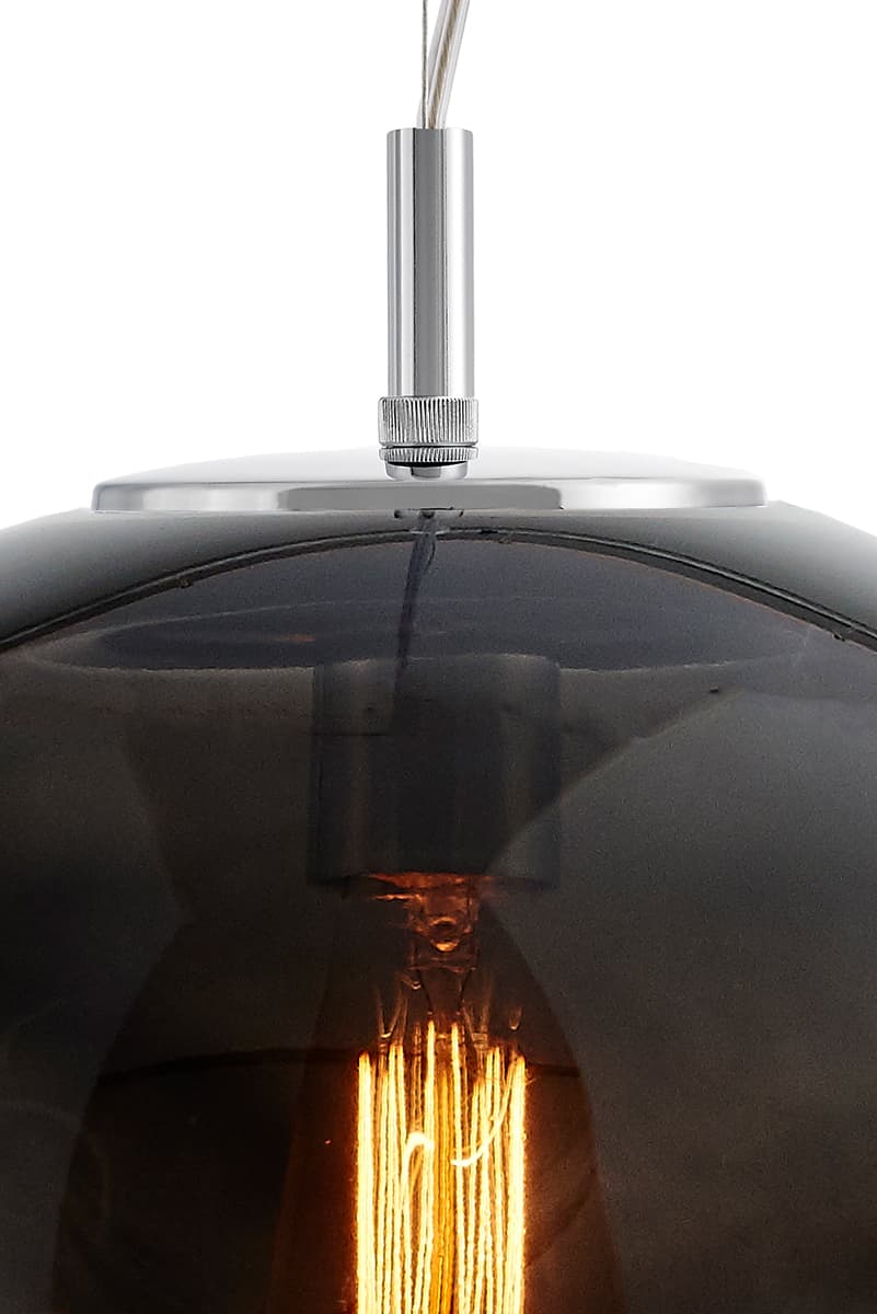 Lampa wisząca Avia Plafon 3 srebrna, szkło czarne, Kaspa - 178339