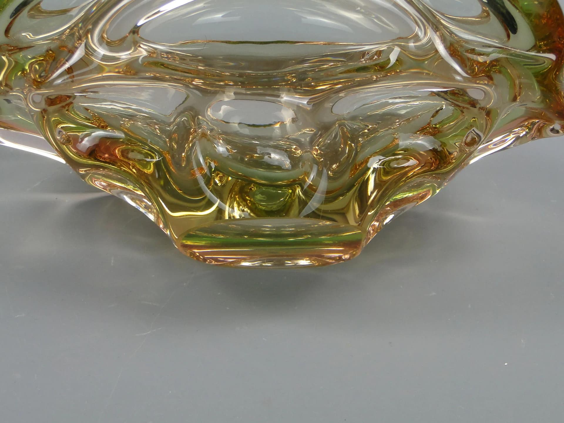Bowl, multicolor glass, by J. Beranek, Czechoslovakia, 1960s. - 12334
