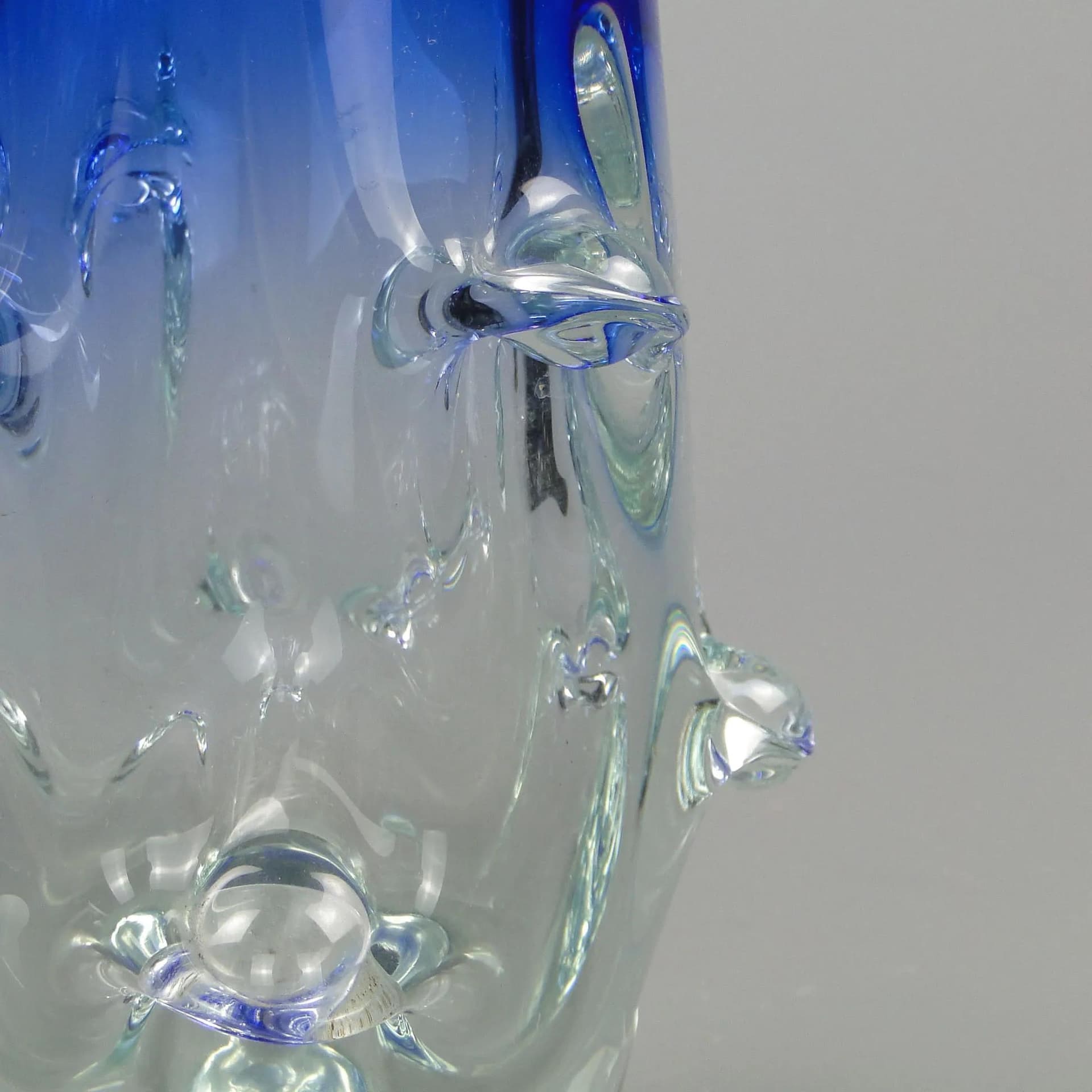 Vase, turquoise glass, by J. Beranek, Skrdlovice, Czechoslovakia, 1960s - 12318