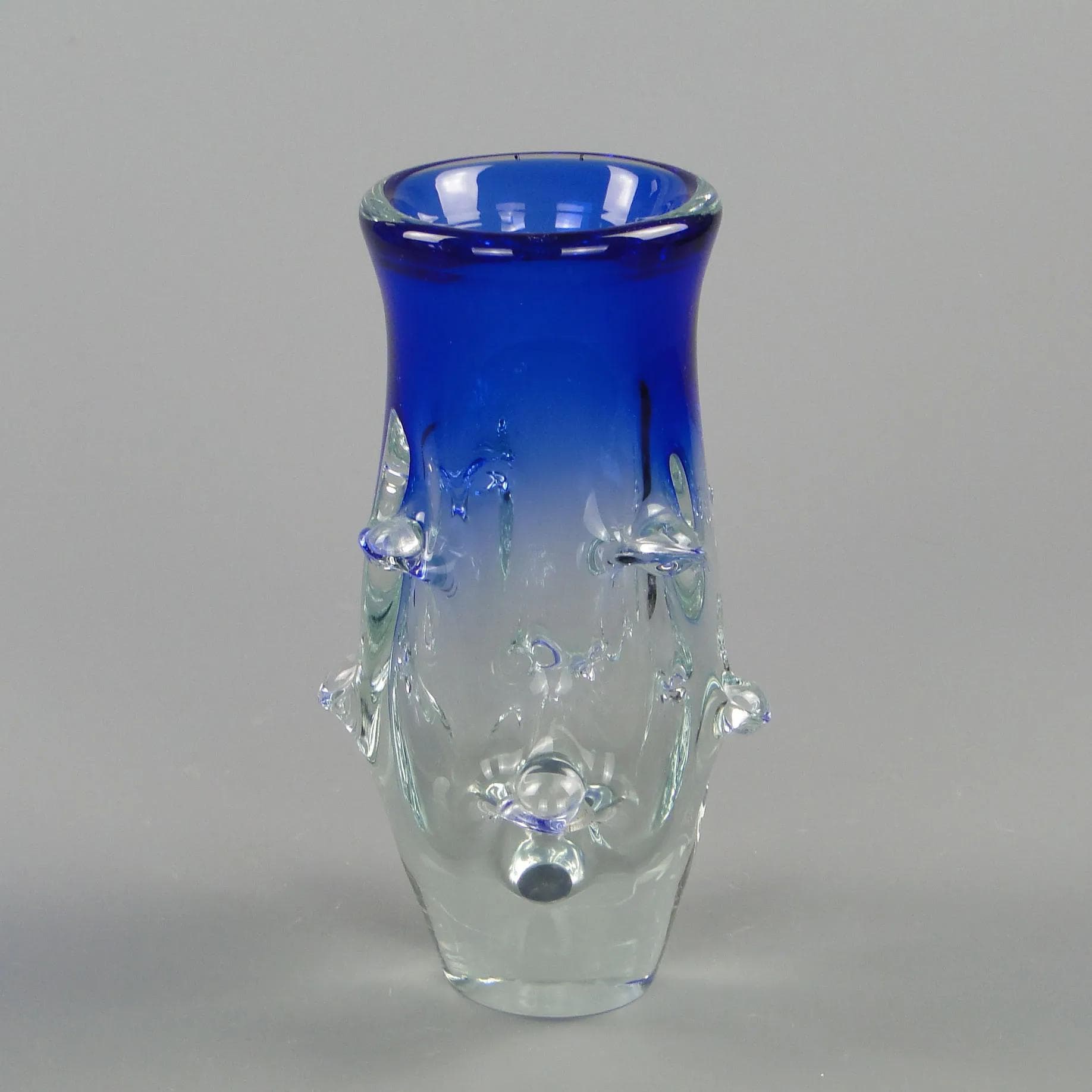 Vase, turquoise glass, by J. Beranek, Skrdlovice, Czechoslovakia, 1960s - 12314