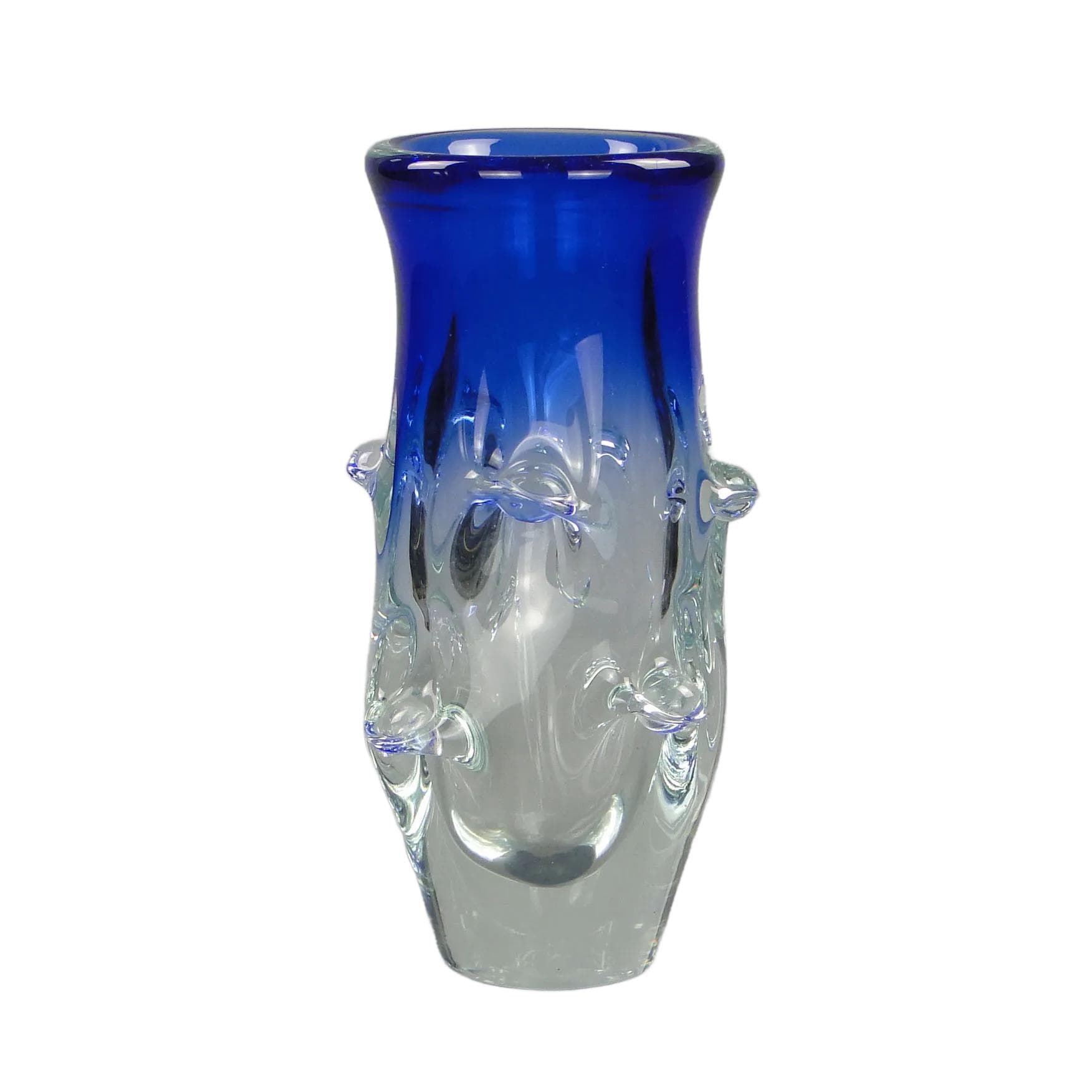 Vase, turquoise glass, by J. Beranek, Skrdlovice, Czechoslovakia, 1960s