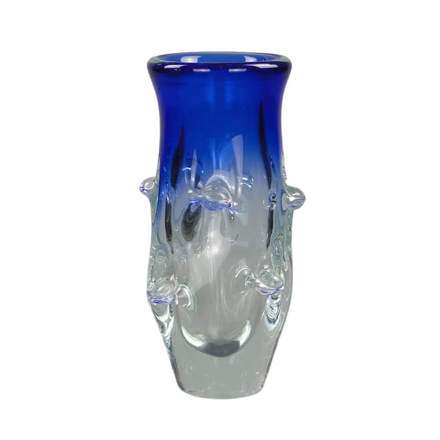 Vase, turquoise glass, by J. Beranek, Skrdlovice, Czechoslovakia, 1960s - DIMENSION