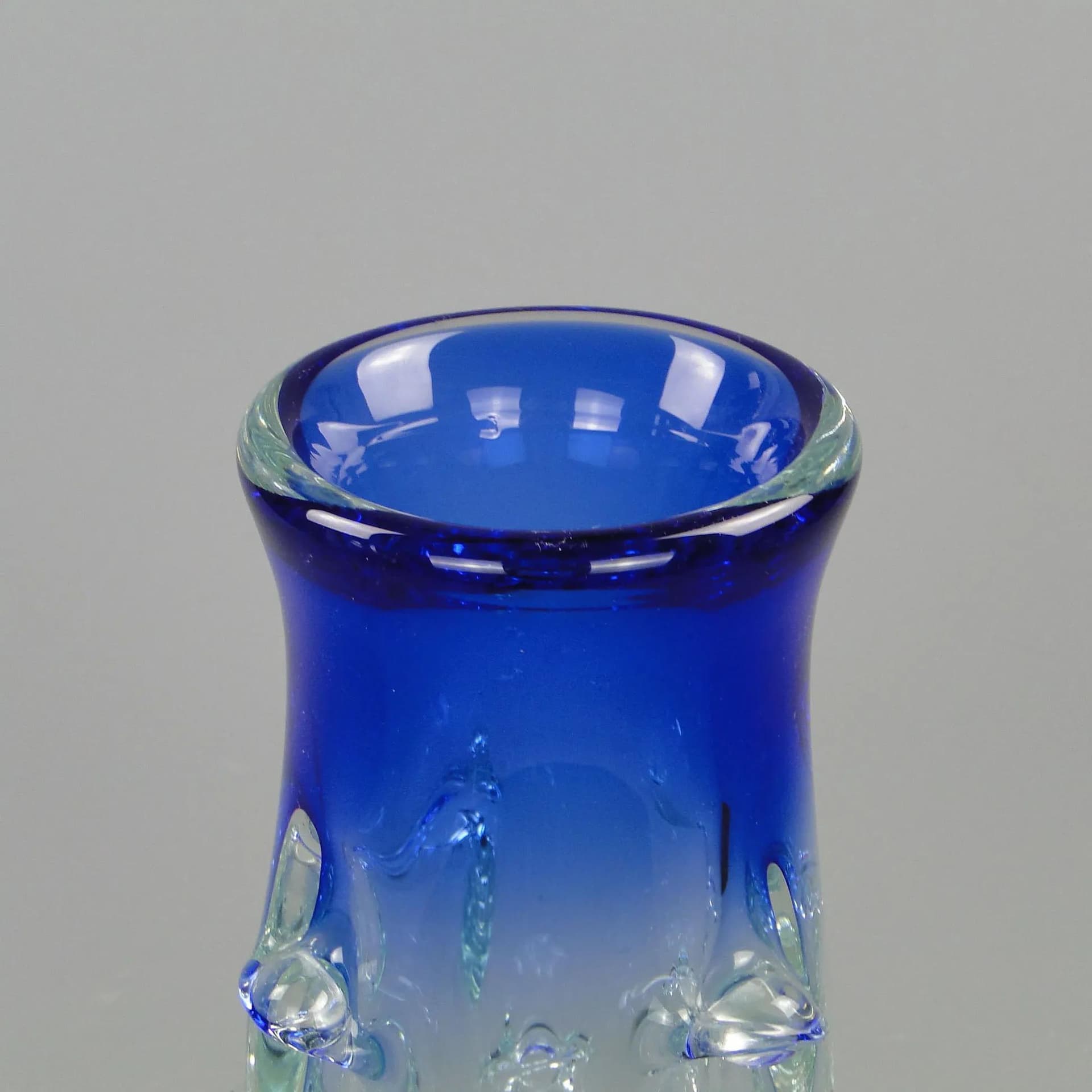 Vase, turquoise glass, by J. Beranek, Skrdlovice, Czechoslovakia, 1960s - 12315