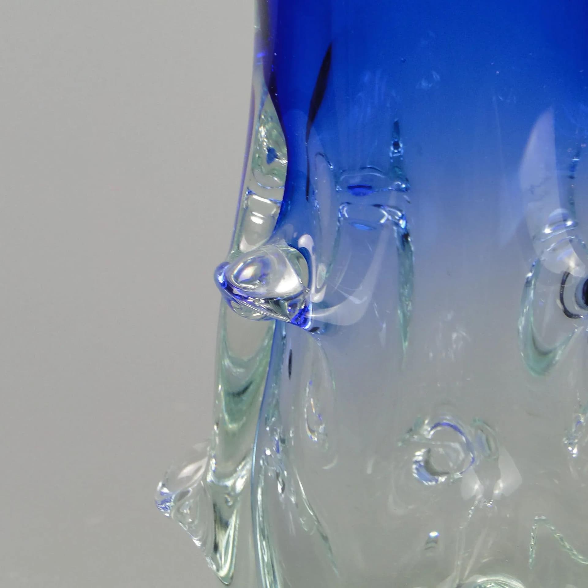 Vase, turquoise glass, by J. Beranek, Skrdlovice, Czechoslovakia, 1960s - 12317