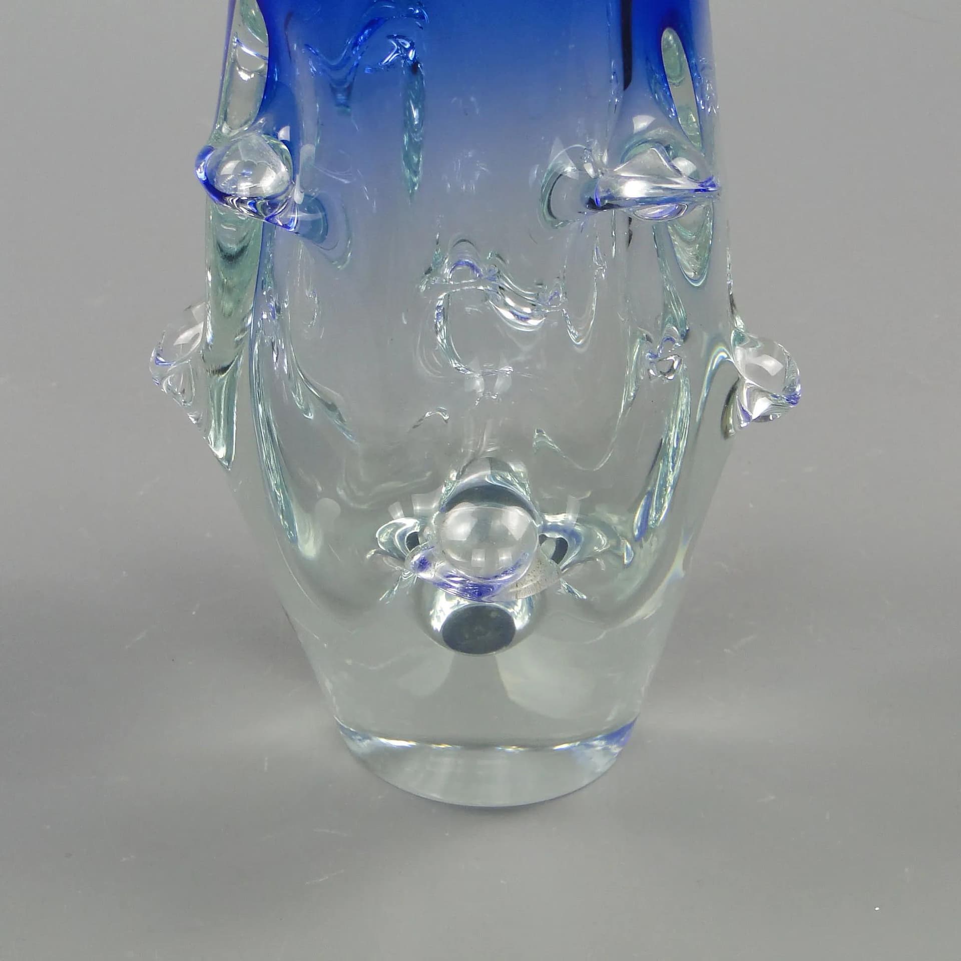 Vase, turquoise glass, by J. Beranek, Skrdlovice, Czechoslovakia, 1960s - 12316