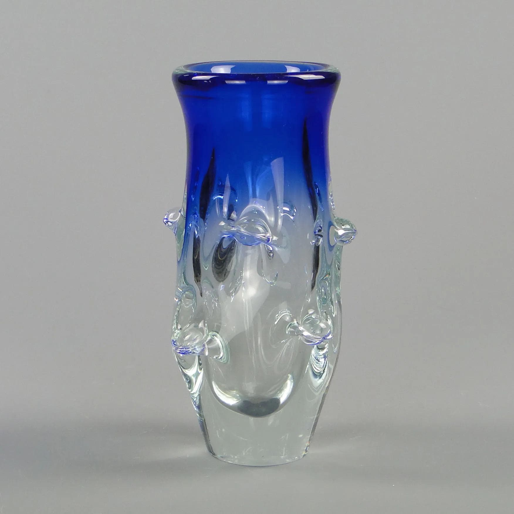 Vase, turquoise glass, by J. Beranek, Skrdlovice, Czechoslovakia, 1960s - 12313