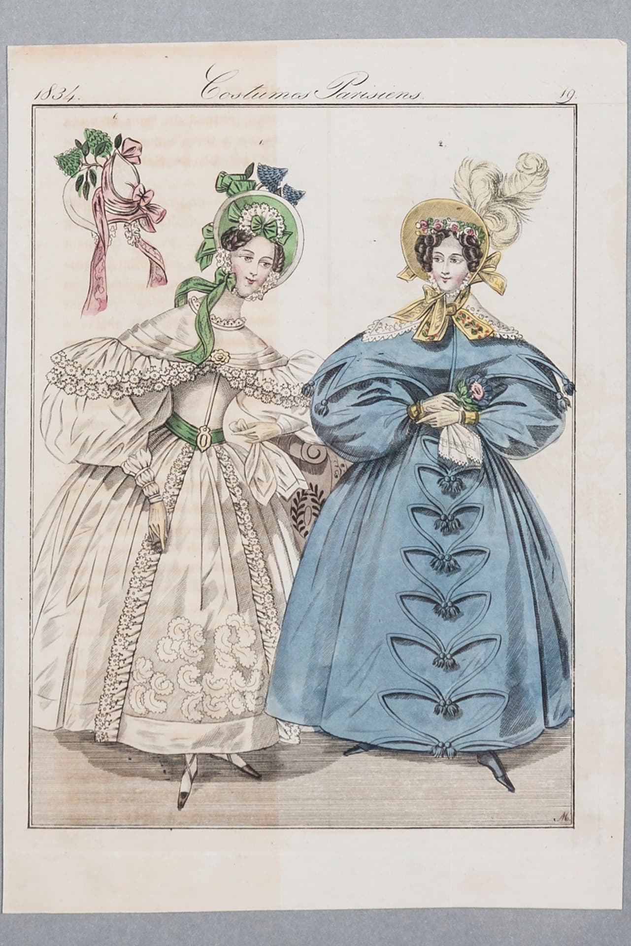 Grafika modowa Biedermeier, z serii: Costume Parisien. Francja, 1830. - 178592