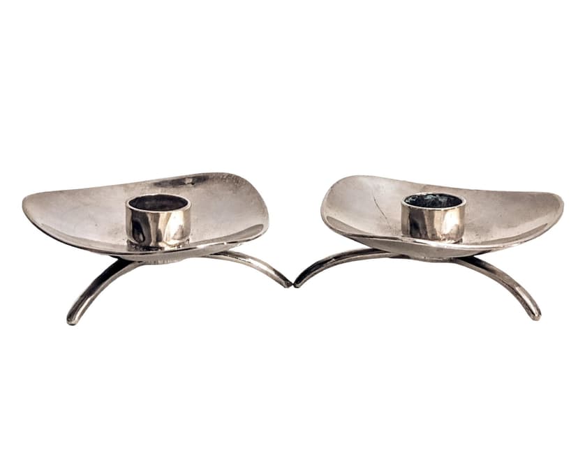 Para posrebrzanych świeczników, proj. Carl Gohr, Dania, lata 60