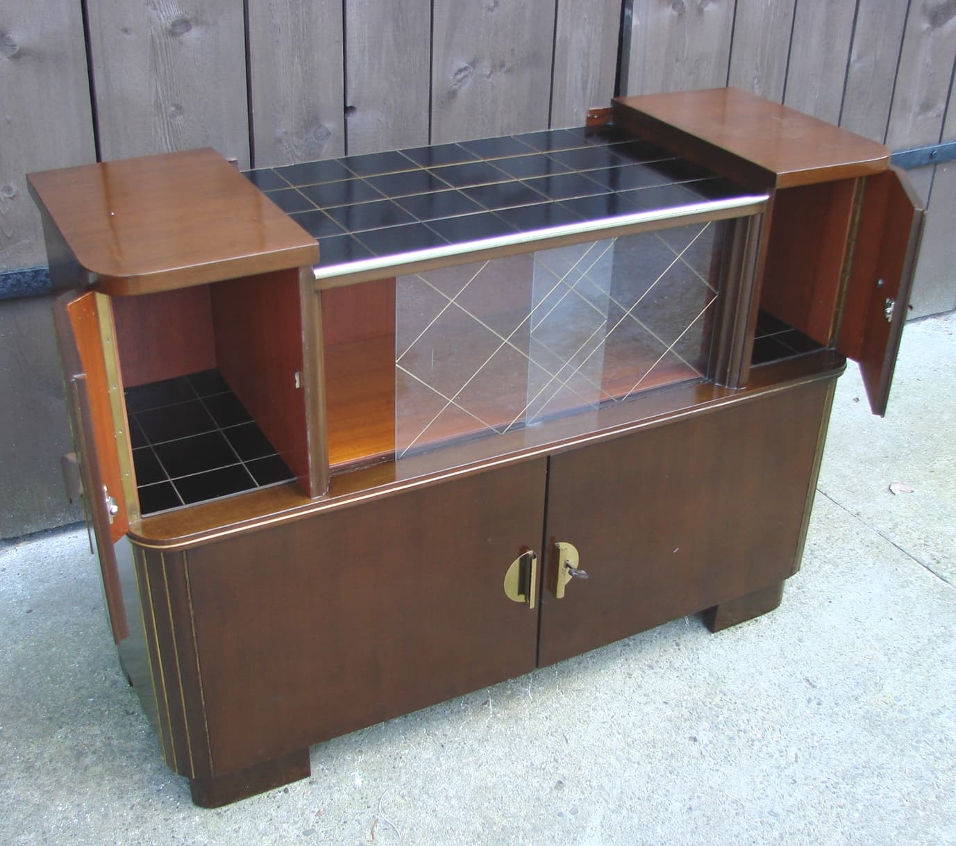 Sideboard Mid-Century, brown, veneered wood, Germany, 1950s. - 178669