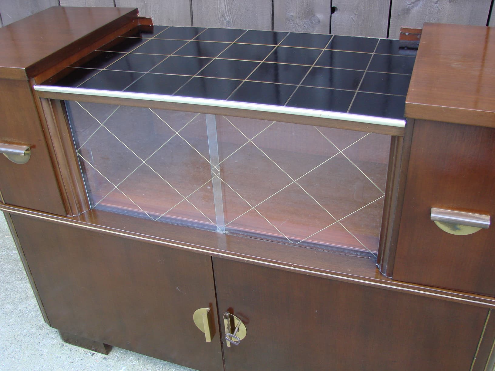Sideboard Mid-Century, brown, veneered wood, Germany, 1950s. - 178667