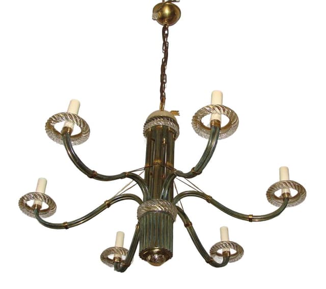 Żyrandol Modern, złoty, mosiądz, metal, szkło, lata 70. - WYMIARY