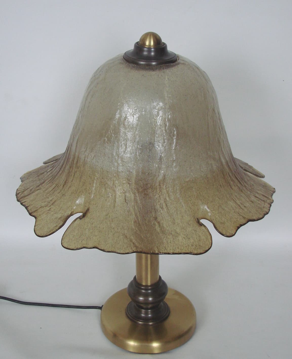 Lampa stołowa, złoty, szkło bursztynowe, mosiądz, Peill & Putzler, Niemcy, lata 70. - 178728