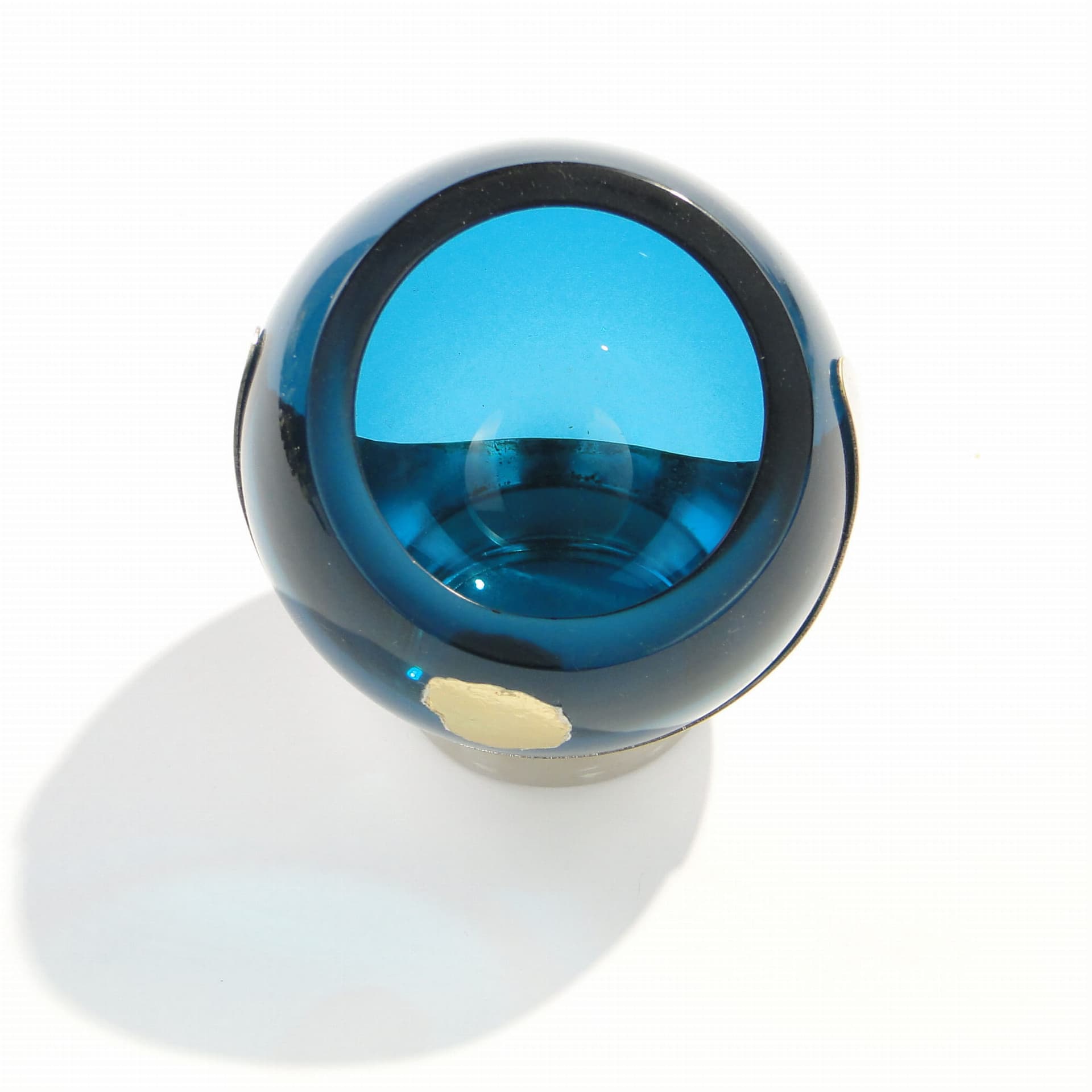 Popielniczka, niebieskie szkło, mosiądz srebrzony, Quist, Niemcy, lata 50. - 178756