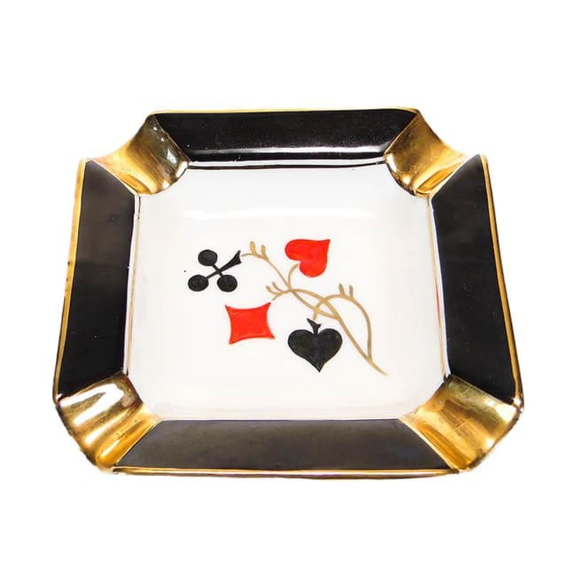 Popielniczka The Cards, multikolor, porcelana, Ćmielów, Polska, lata 60. - WYMIARY