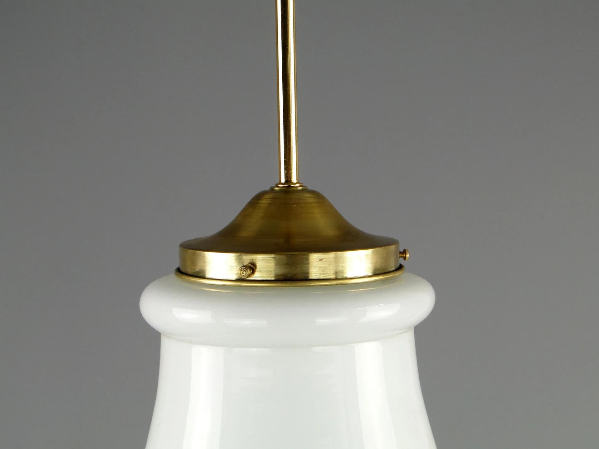Pendant lamp, white, glass, brass, Poland, 1970s. - 12539