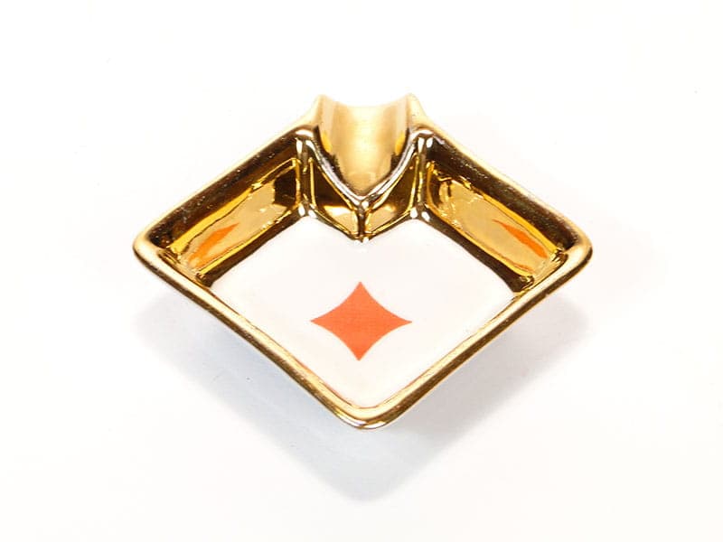 Popielniczka The Cards, porcelana biała czerwony złoty, Polska, lata 50. - 178849