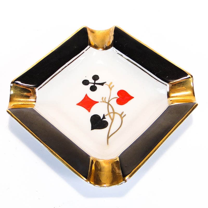 Popielniczka The Cards, biała, porcelana, Ćmielów, Polska, lata 60. - 178872