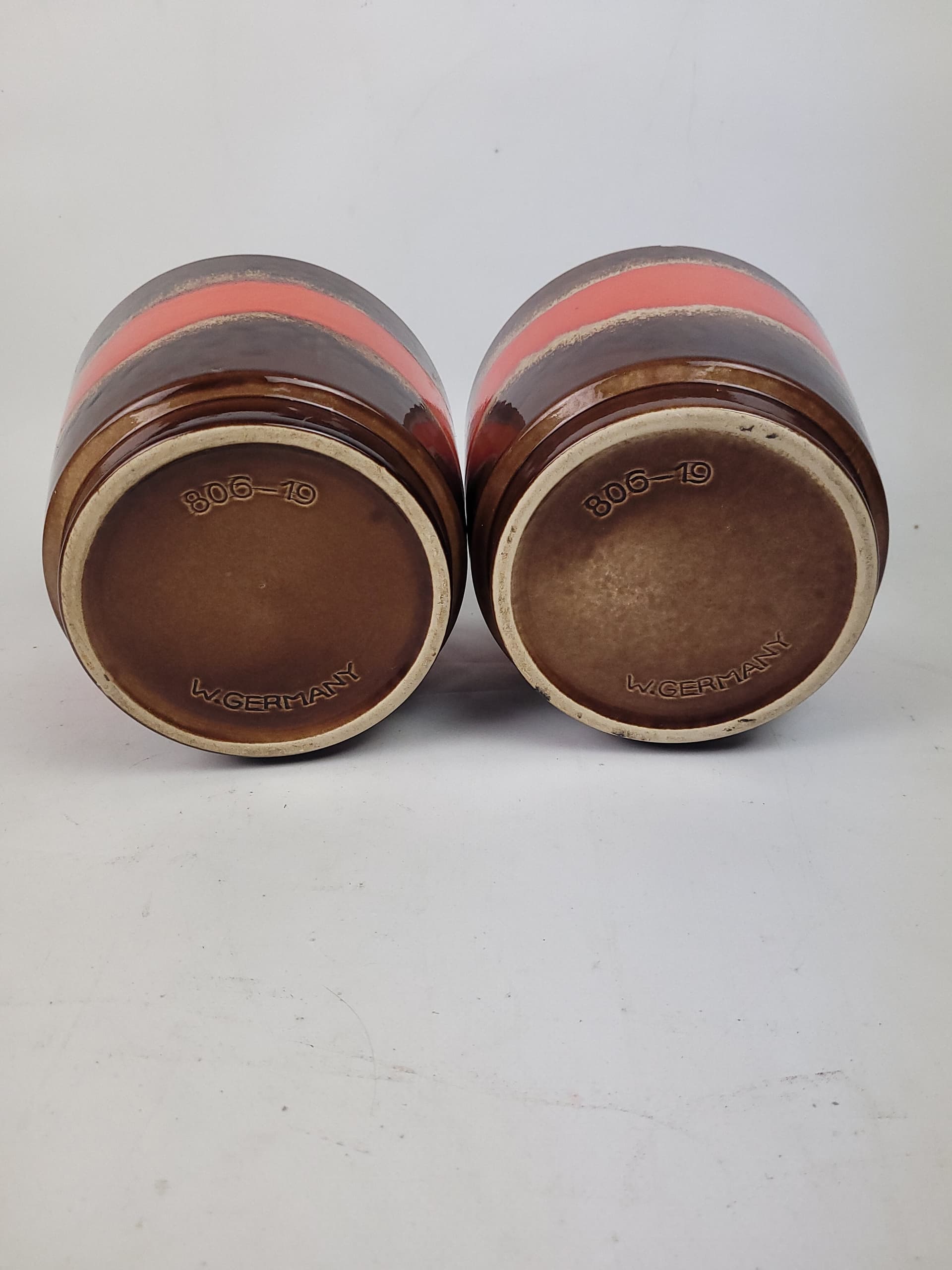 Para osłonek ceramicznych w stylu Fat Lava, Niemcy lata 70. - 179033