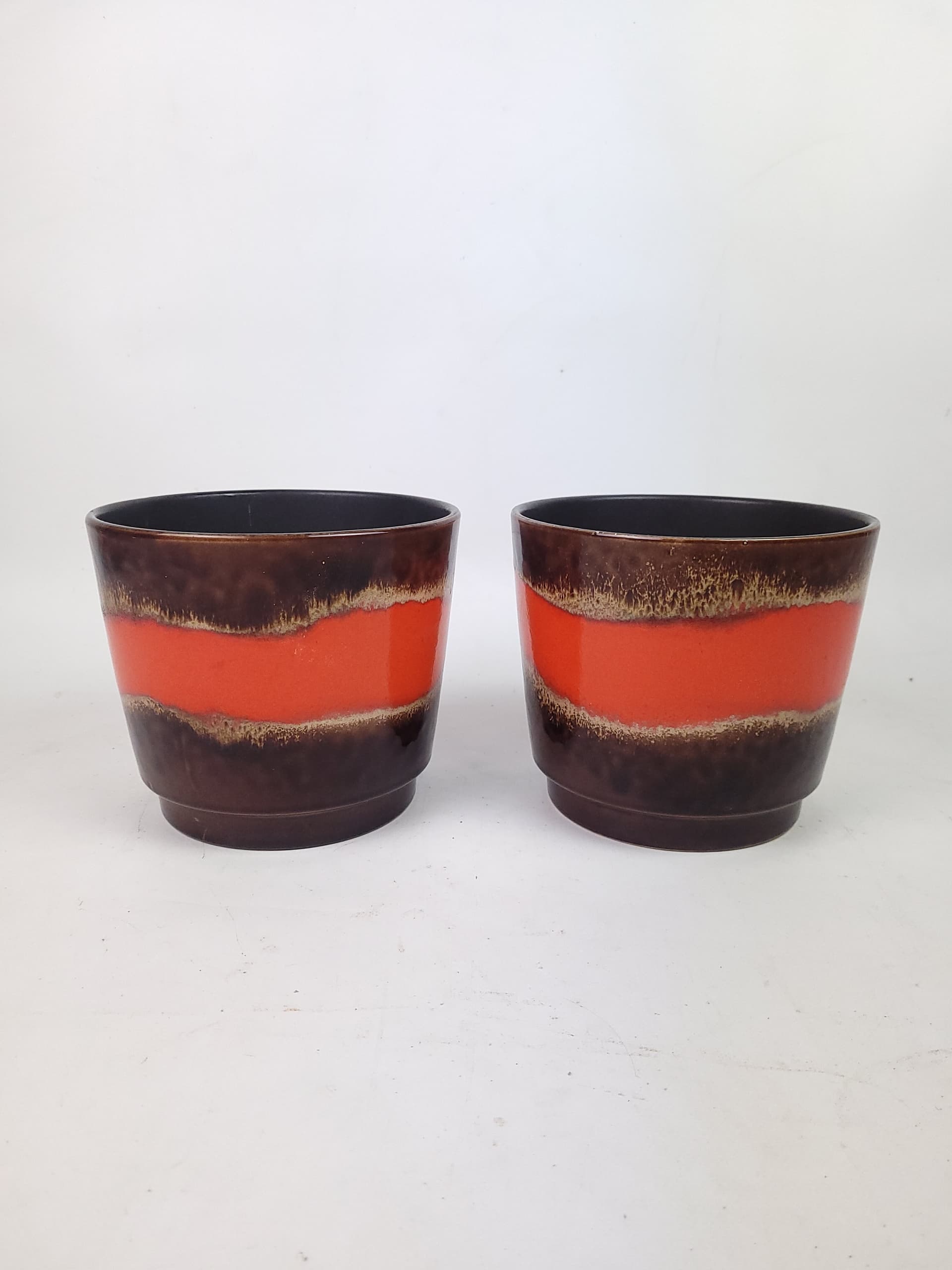 Para osłonek ceramicznych w stylu Fat Lava, Niemcy lata 70. - 179030