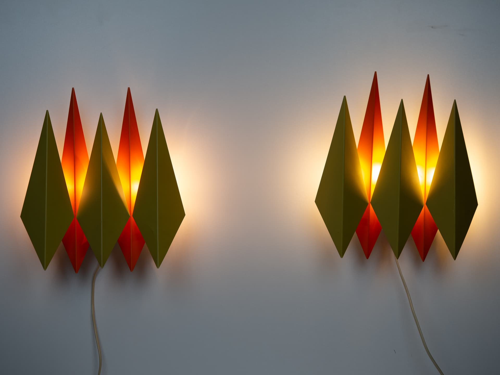 Pair of wall sconces Diamant, yellow metal, by J. Hammerborg, Denmark, 1960s. - 179228