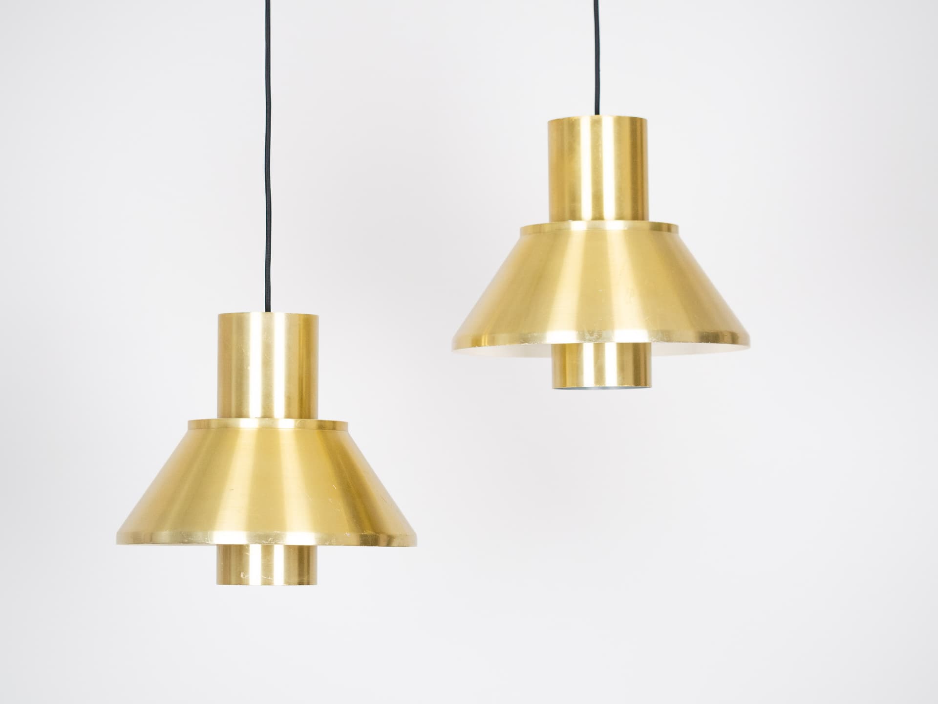 Para lamp wiszących Ultra, mosiądz złoty, proj. J. Hammerborg, Fog & Mørup, Dania, lata 60. - 179287