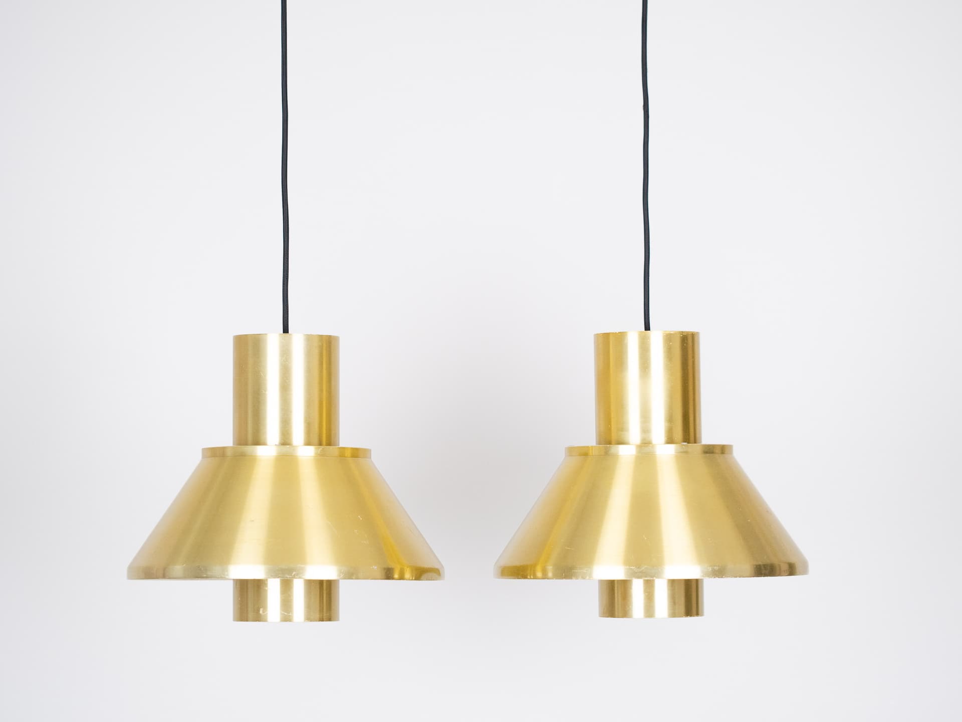 Para lamp wiszących Ultra, mosiądz złoty, proj. J. Hammerborg, Fog & Mørup, Dania, lata 60. - 179285