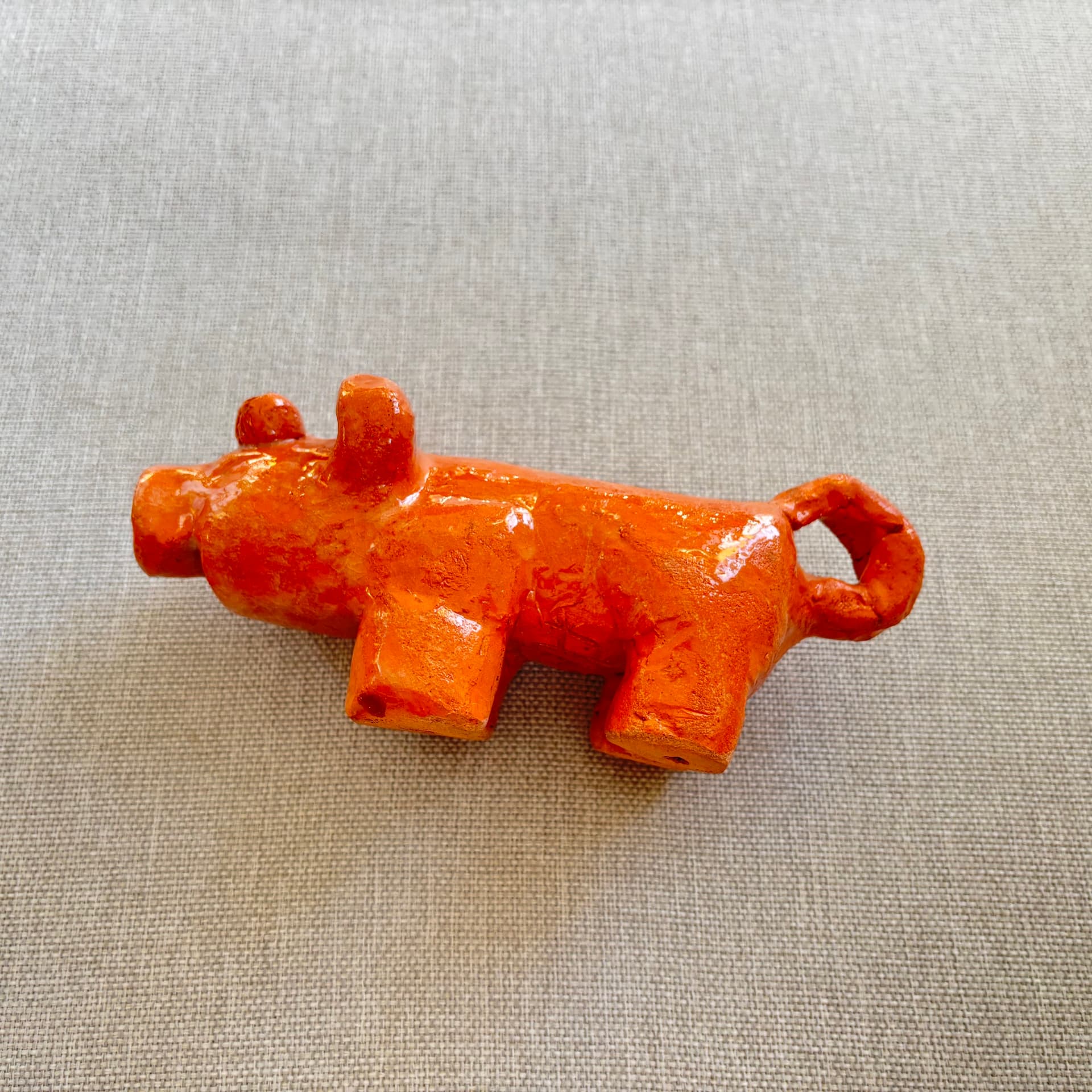 Skarbonka świnka, pomarańczowy, ceramika, Dania, lata 70. - 179408