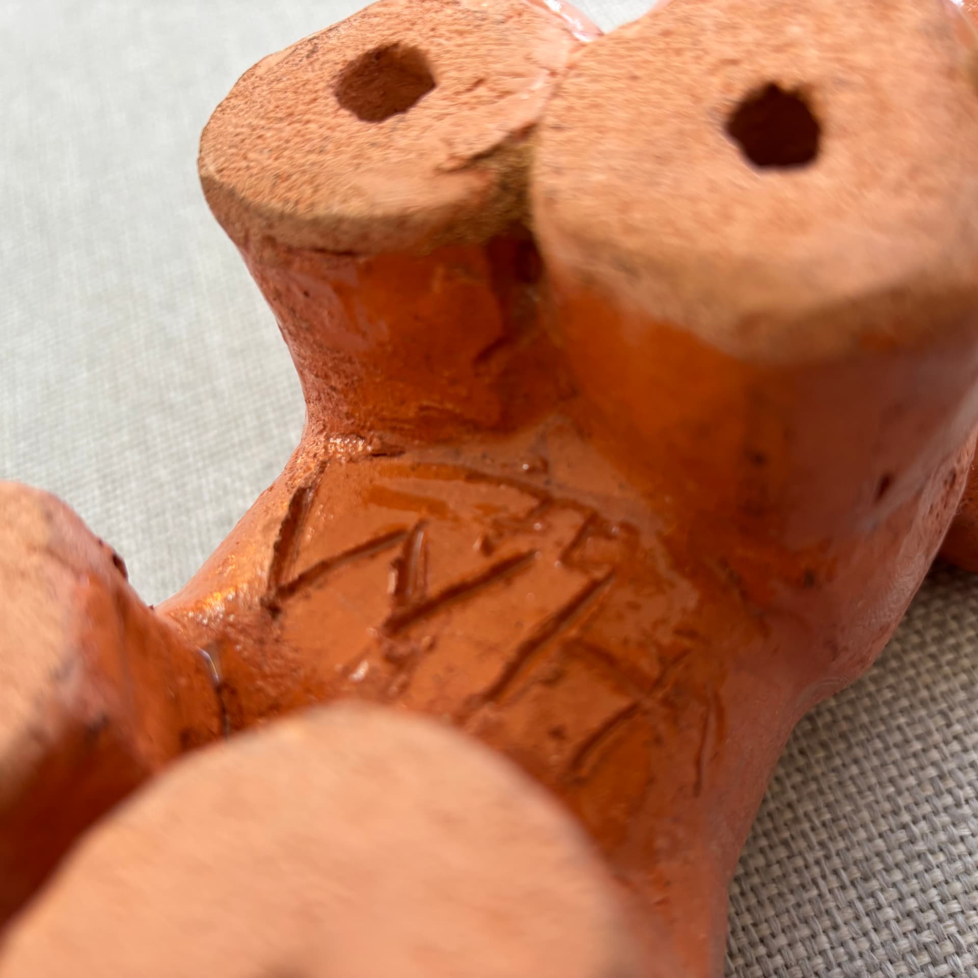 Skarbonka świnka, pomarańczowy, ceramika, Dania, lata 70. - 179404