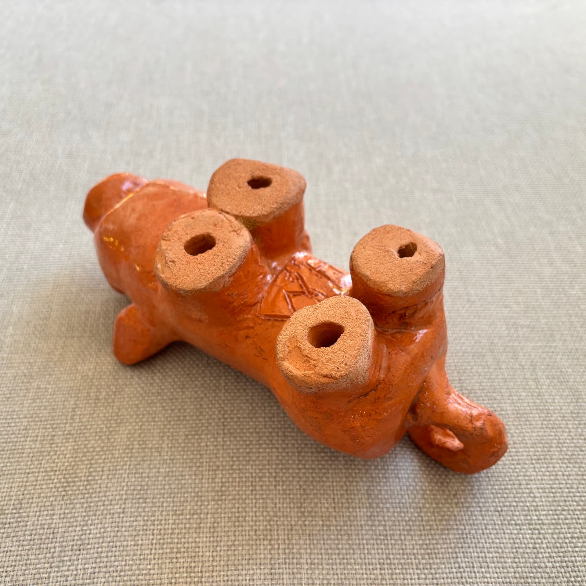 Skarbonka świnka, pomarańczowy, ceramika, Dania, lata 70. - 179406