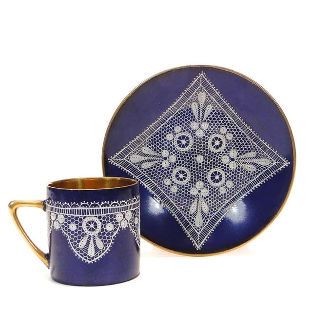 Mocha Cup and Saucer, cobalt blue, porcelain, Austria, early 20th c. - DIMENSION