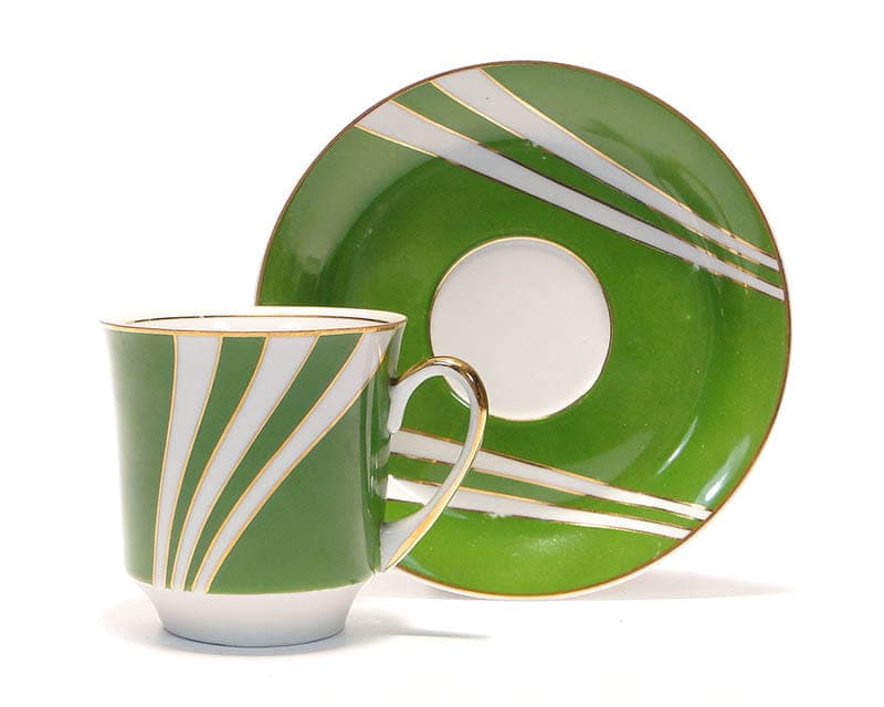 Filiżanka June, zielona porcelana, proj. W. Potacki, Ćmielów, Polska, lata 60.