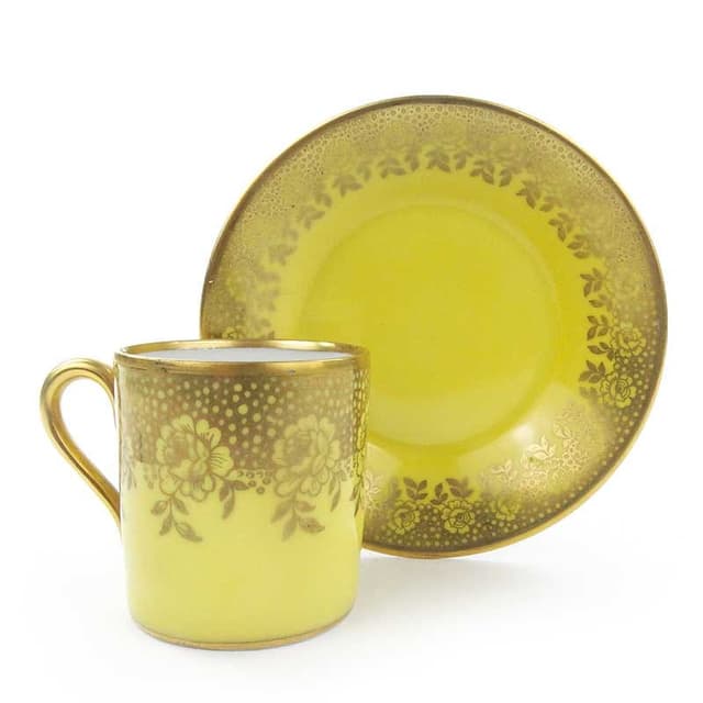 Filiżanka do mokki, porcelana żółta, Niemcy, lata 60. - WYMIARY