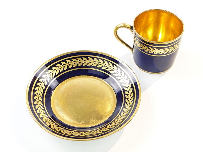 Filiżanka do mokki Napoleon III, porcelana niebieska, Francja, początek XX w. - 179515