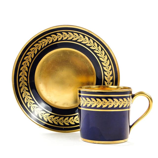 Filiżanka do mokki Napoleon III, porcelana niebieska, Francja, początek XX w. - WYMIARY